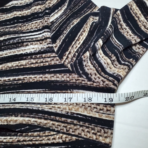 Anne Klein Black Tan White Striped Bodycon Dress Women’s Size 12. - Picture 9 of 11